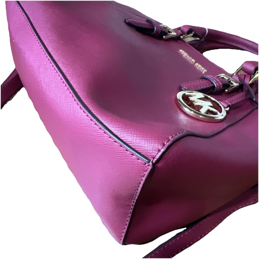 Michael Kors Ciara Saffiano Leather Raspberry Pink Satchel Crossbody Versatile - Picture 6 of 16